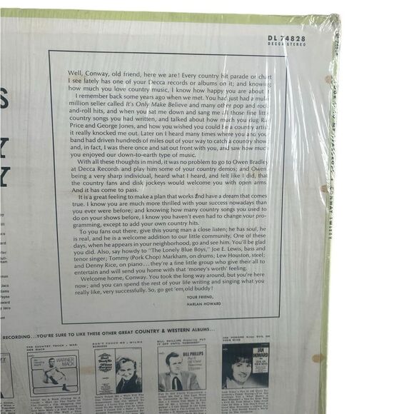 VINTAGE CONWAY TWITTY “LOOK INTO MY TEARDROPS” VINYL LP 1966 COUNTRY - Picture 7 of 11